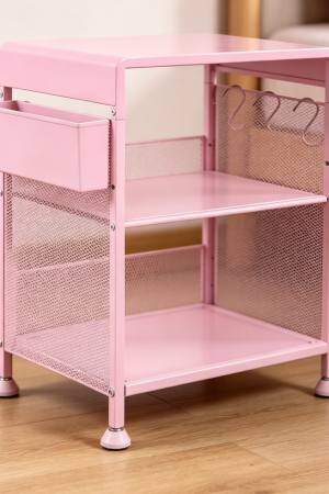 Pink Kids Nightstand with Hooks and Holder